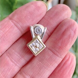 Vintage Satin finish Sterling CZ Pendant